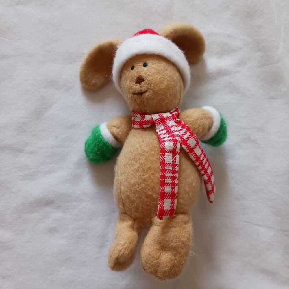 Vintage 1987 Hallmark Plush Holiday Bunny Boppers Rabbit In Hat Gloves Scarf